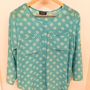 Aqua Diamond Pattern Blouse